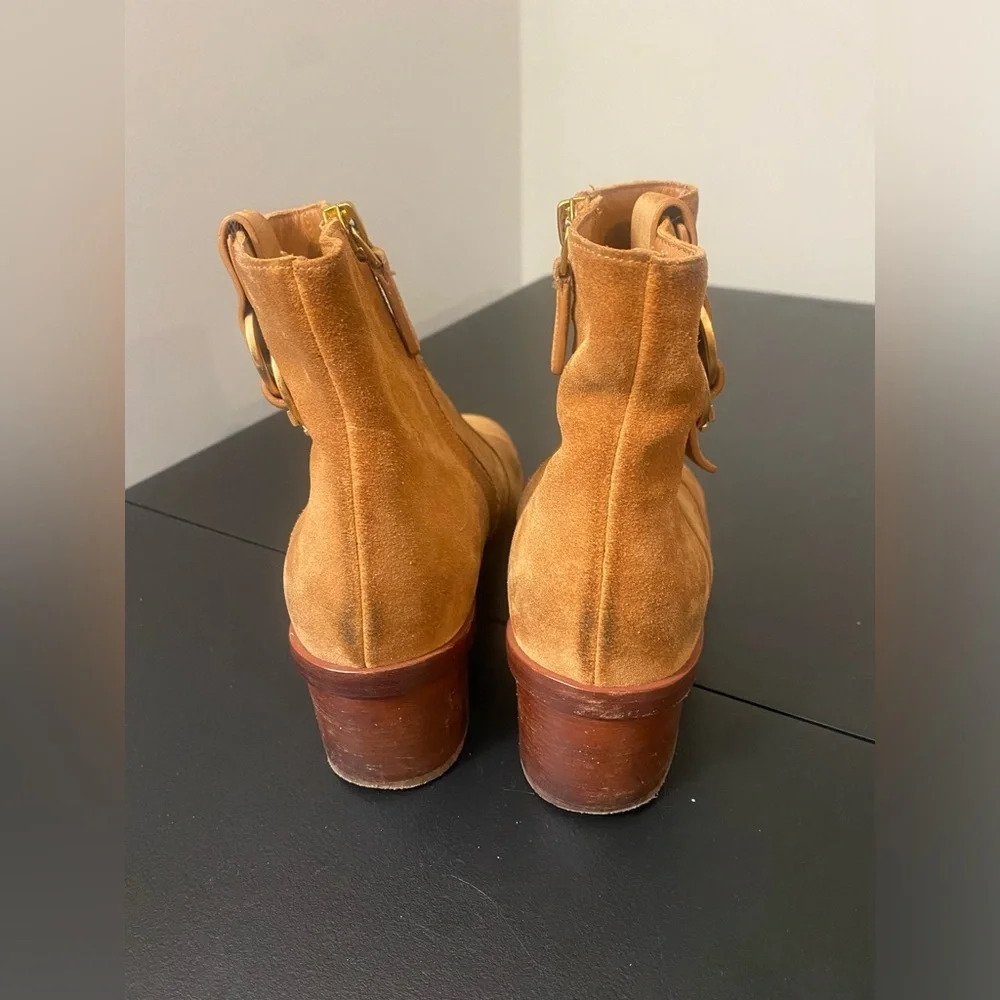 Women’s Tory Burch Camel Chelsea Heeled Zip Up Boots 6.5 Classic Quiet Luxury - Picture 7 of 10